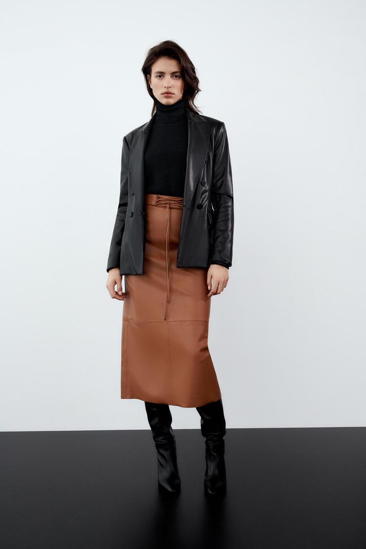 Leather midi skirt zara hotsell